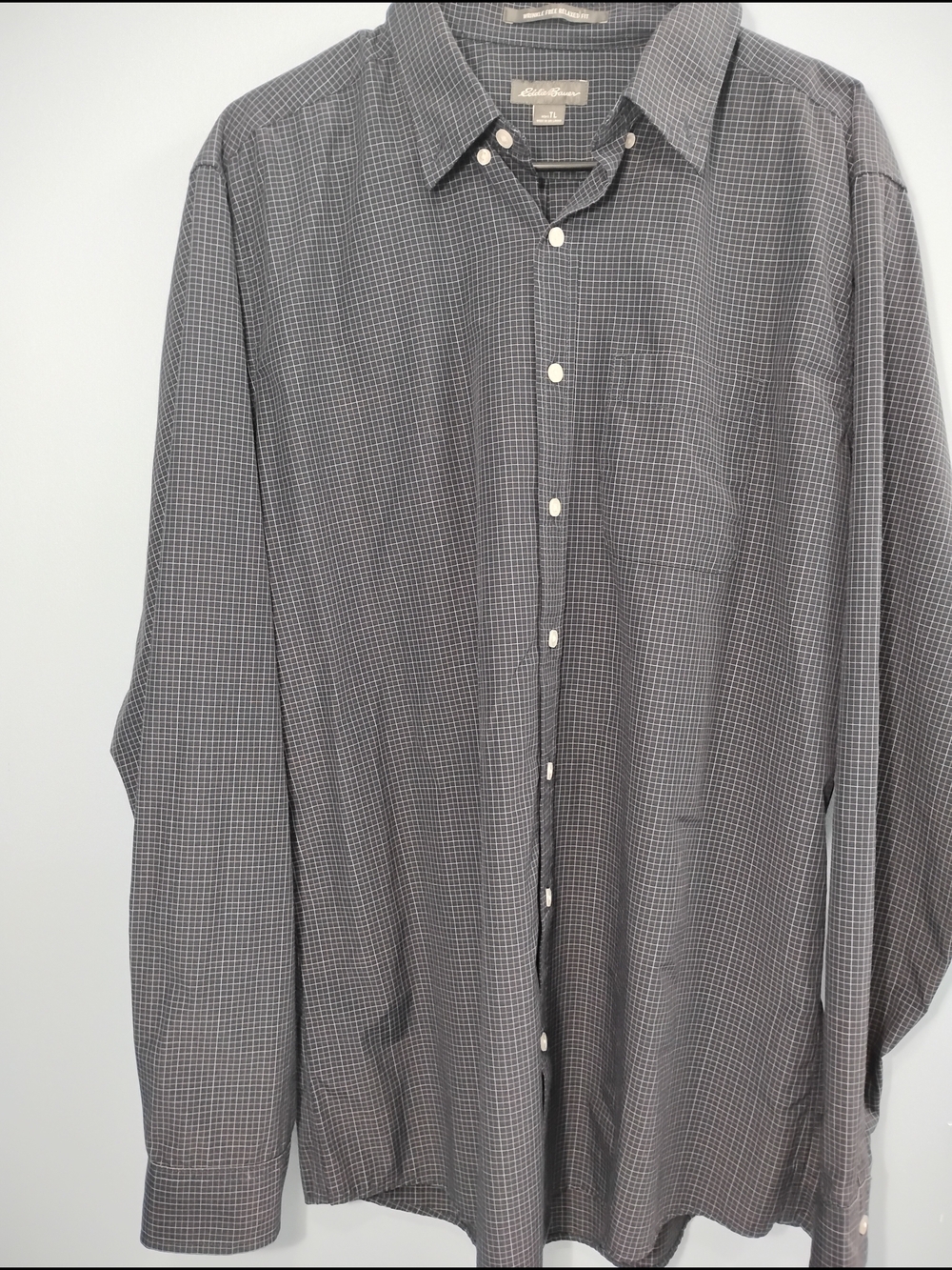 Eddie Bauer Gray Checked Long Sleeve Button-Up Shirt